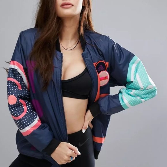 Adidas Stella Sport Stella McCartney Padded Graffiti Bomber Jacket - Picture 3 of 11